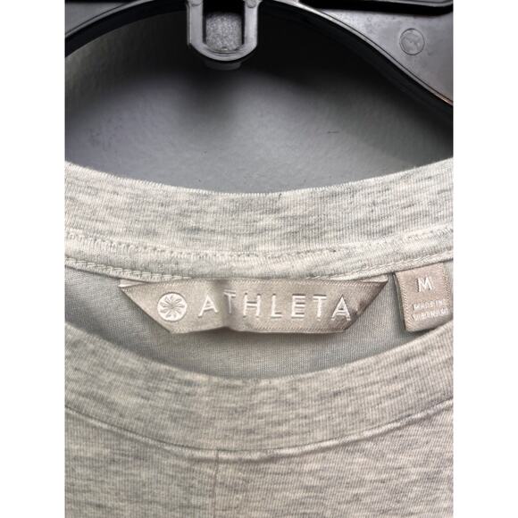 Athleta Apres Dress Womens Medium Light Gray Cap Sleeve Ruched Stretch Fitted - Picture 8 of 10